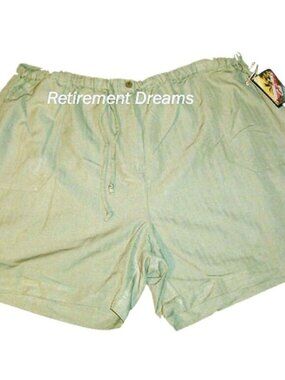Womens Cotton Drawstring Shorts Light Green Relaxed Fit Elastic Waist New